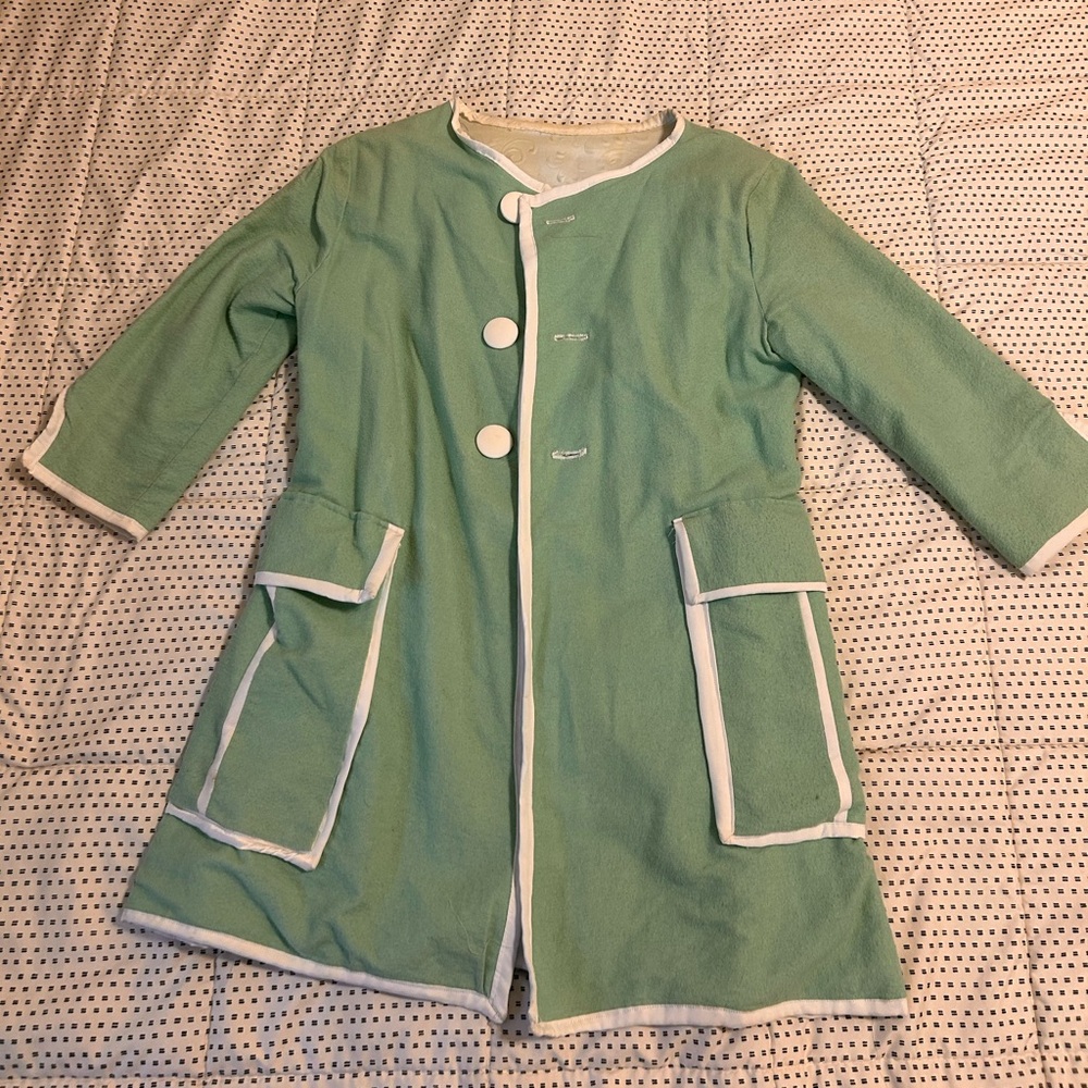Green Women's Blazer with White Trim
